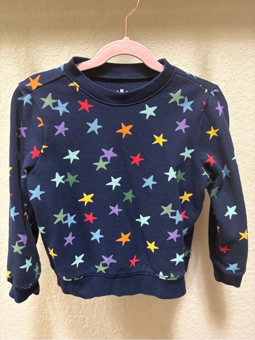 Primary Navy Sweatshirt with Multicolor Star Print
